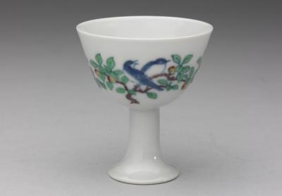 图片[3]-Stem cup with doucai polychrome decoration of birds and flowers, Ming dynasty, Chenghua reign, 1465-1487-China Archive